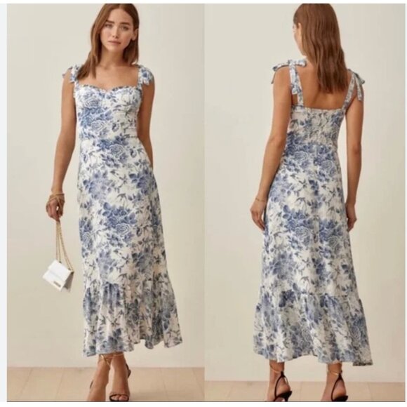 Reformation Dresses & Skirts - *Reformation* Nikita Midi Dress | Olympia Pattern | Blue Toile Floral | EUC